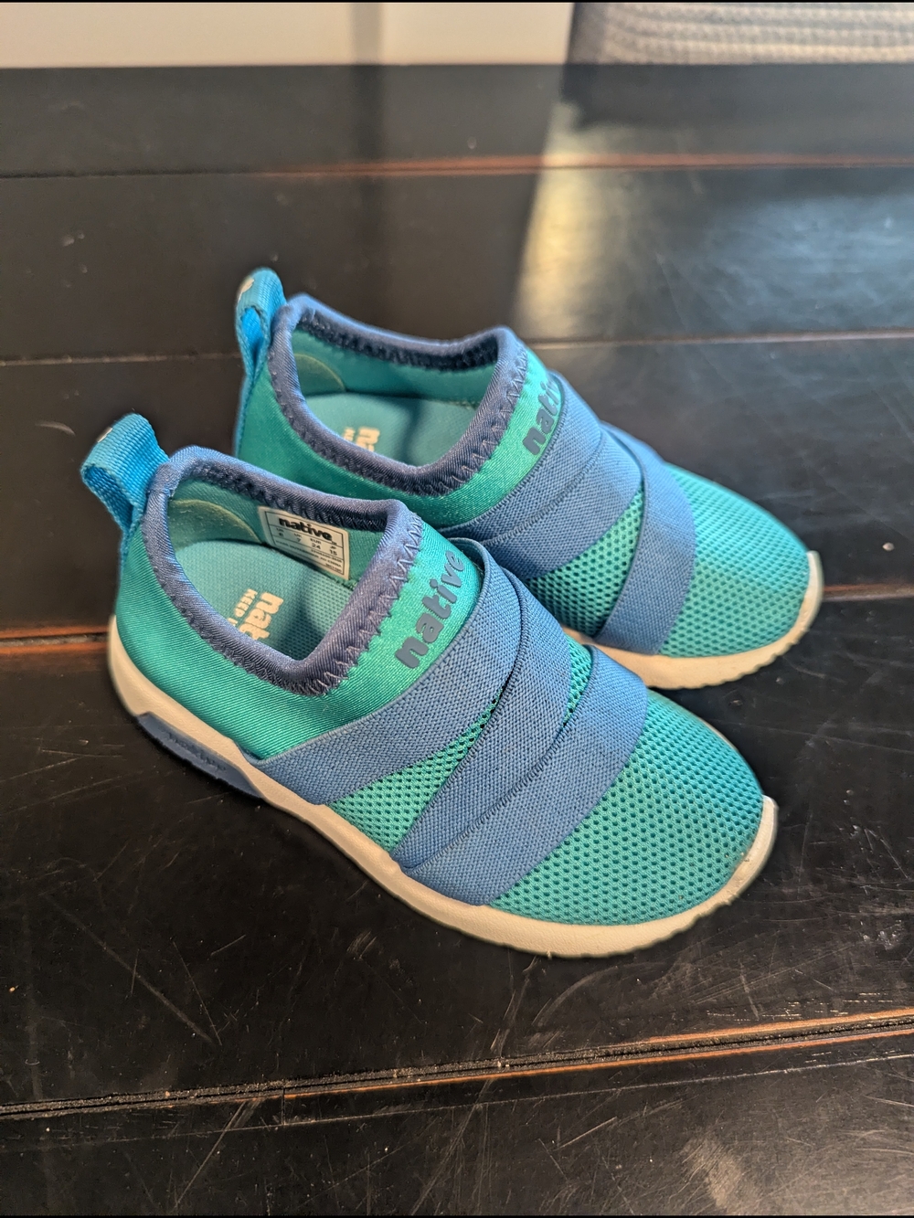 Native Kids Teal and Blue Slip-On Sneakers